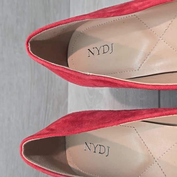 NYDJ Women Solimar Red Block Heel Suede Heels The Pointed Toe Shoes 9M - Picture 4 of 13